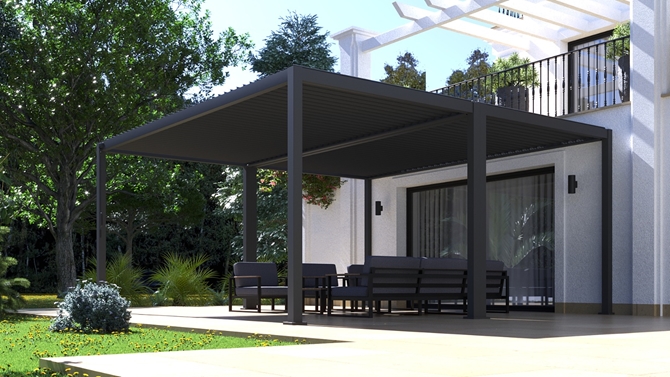 5.0m x 5.0m İkili Pergola Duvar Bağlantılı